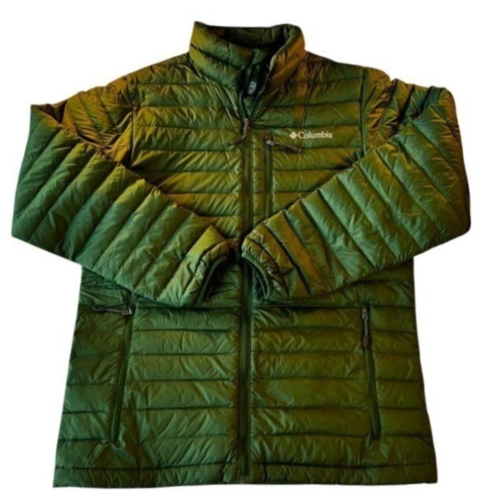 Columbia Omni Heat Puffer Jacket Green 800 Fill Power Down men's Size S